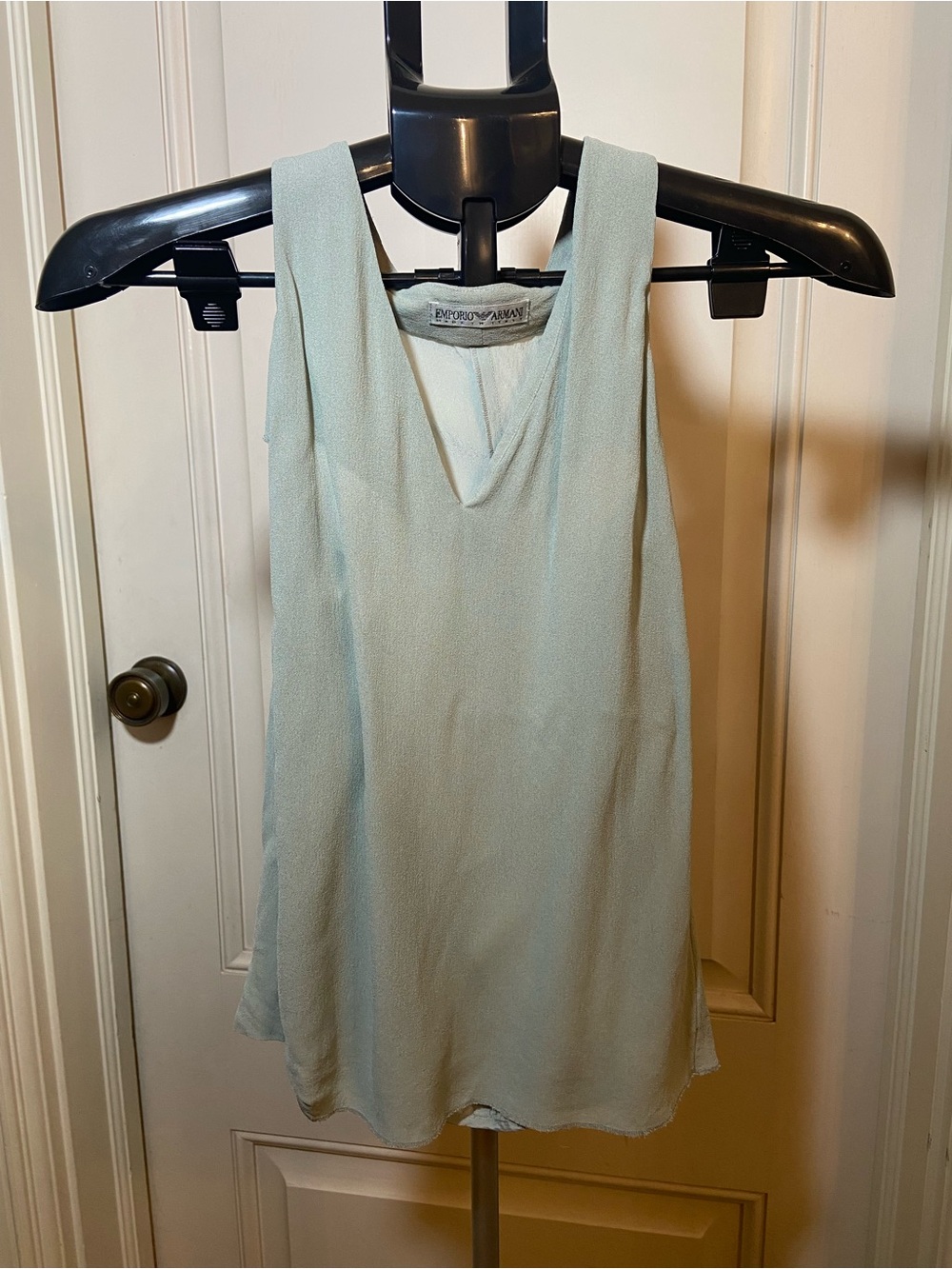Emporio ARMANI Sage Green V-Neck Sleeveless Top
